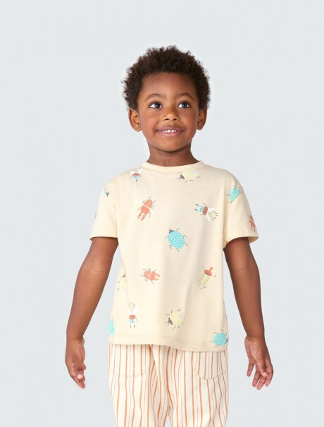 CAMISETA INFANTIL OVERSIZE ESTAMPADA BEIGE