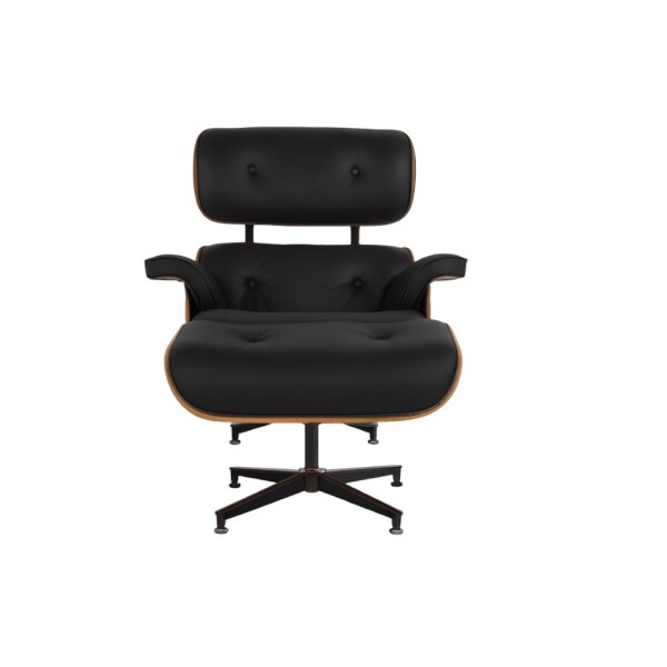 POLTRONA CHARLES EAMES CON APOYA PIE - TAPIZADA EN CUERO NEGRO POLTRONA CHARLES EAMES CON APOYA PIE - TAPIZADA EN CUERO NEGRO