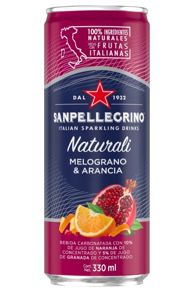 Agua saborizada SANPELLEGRINO Melograno & Arancia LT 330ml. pack x4 unidades Agua saborizada SANPELLEGRINO Melograno & Arancia LT 330ml. pack x4 unidades
