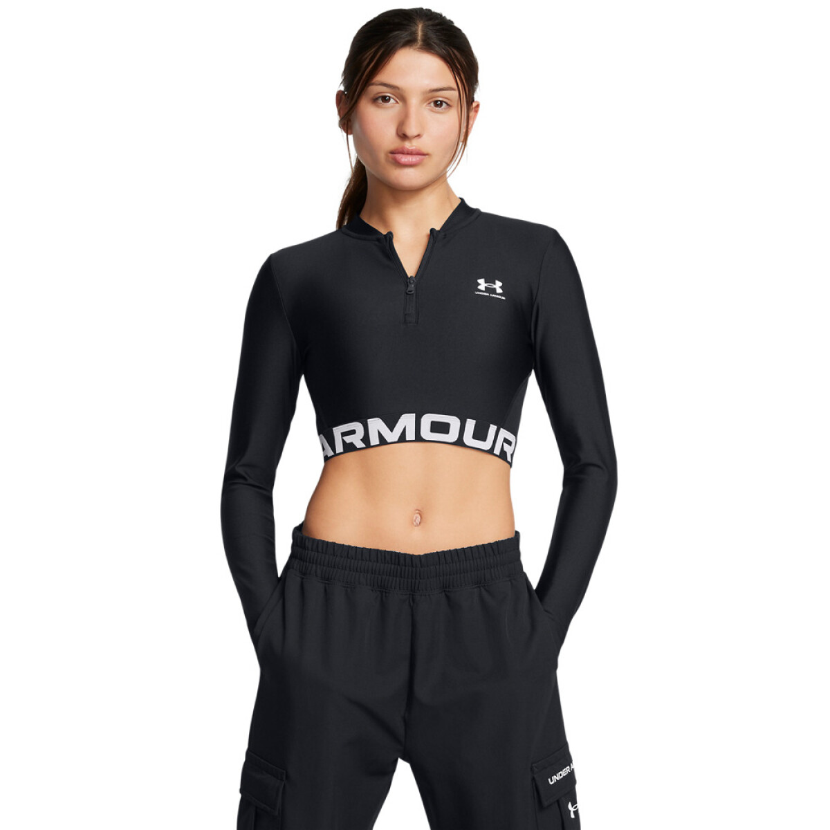 HeatGear Rib Zip LS-GRN - BLK-001 