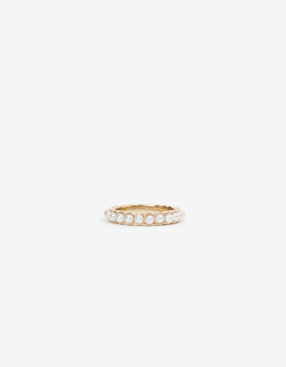 Anillo De Metal Con Perlas 