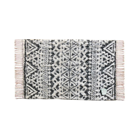 Alfombra Triángulos Tribal Decorativa Étnica Moderna Blanco