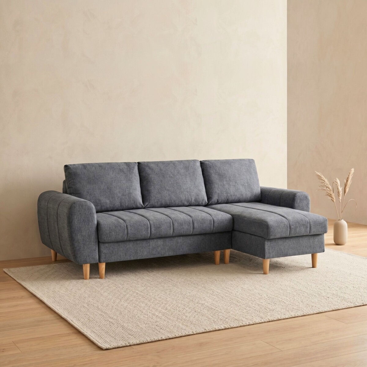 Sillón Esquinero con Baúles amplios - Amo - Gris Oscuro 