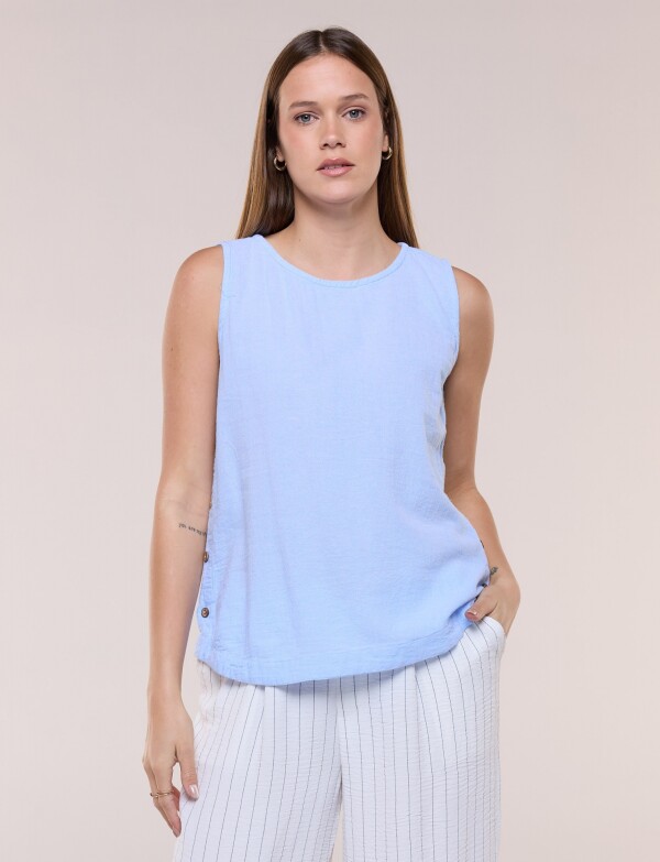 Blusa Sin Mangas Con Botones CELESTE