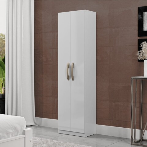 Armario Ropero Multiuso 2 Puertas 170 x 46,2 x 28,5 cm - MDP - Blanco Armario Ropero Multiuso 2 Puertas 170 x 46,2 x 28,5 cm - MDP - Blanco