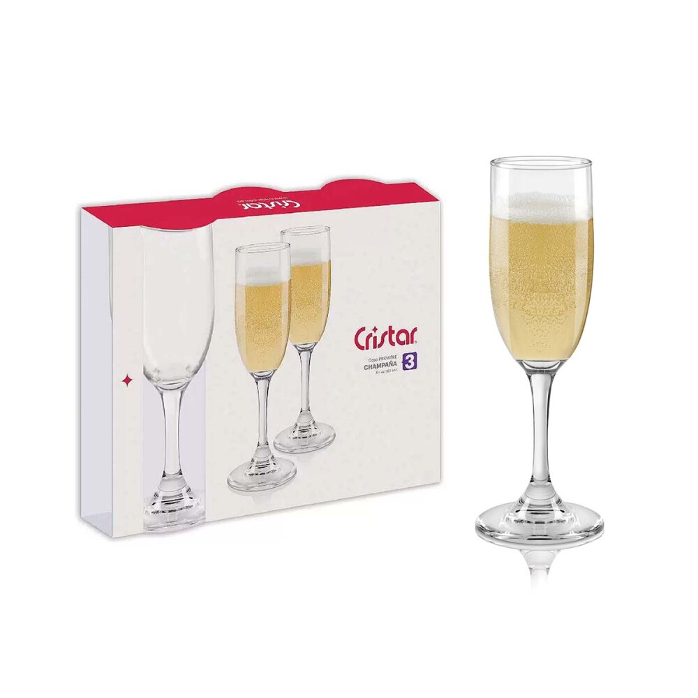 Set copas Premier flauta 195 ml x3 CRISTAR Set copas Premier flauta 195 ml x3 CRISTAR
