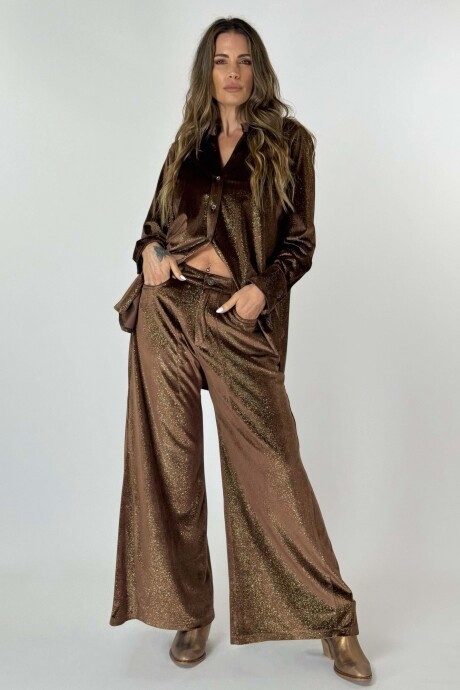 PANTALON JACINTO VELVET CON BRILLO Camel
