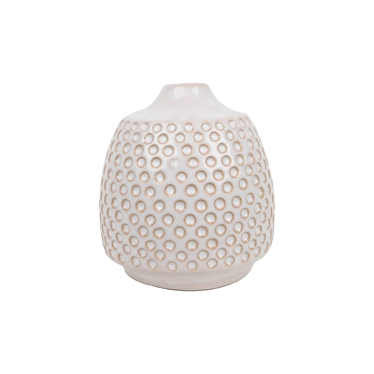 FLORERO RELIEVES D9x10CM CERAMICA BLANCO 