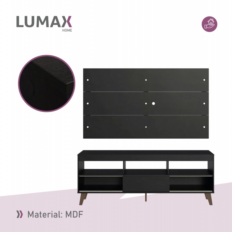 Rack con Panel para TV hasta 65 Pulgadas Negro