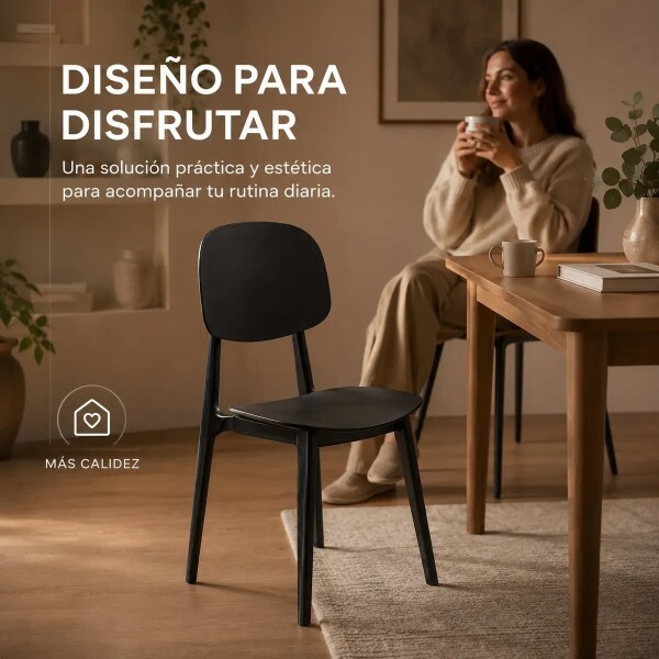 Silla Comedor ComboHome Visby Blanca Diseño Moderno Calidad Color Negro