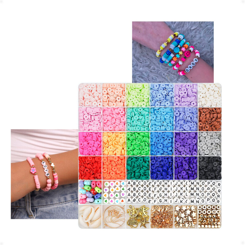 Juego de 6000 Cuentas de Arcilla Polimérica Para Hacer Pulseras Juego de 6000 Cuentas de Arcilla Polimérica Para Hacer Pulseras