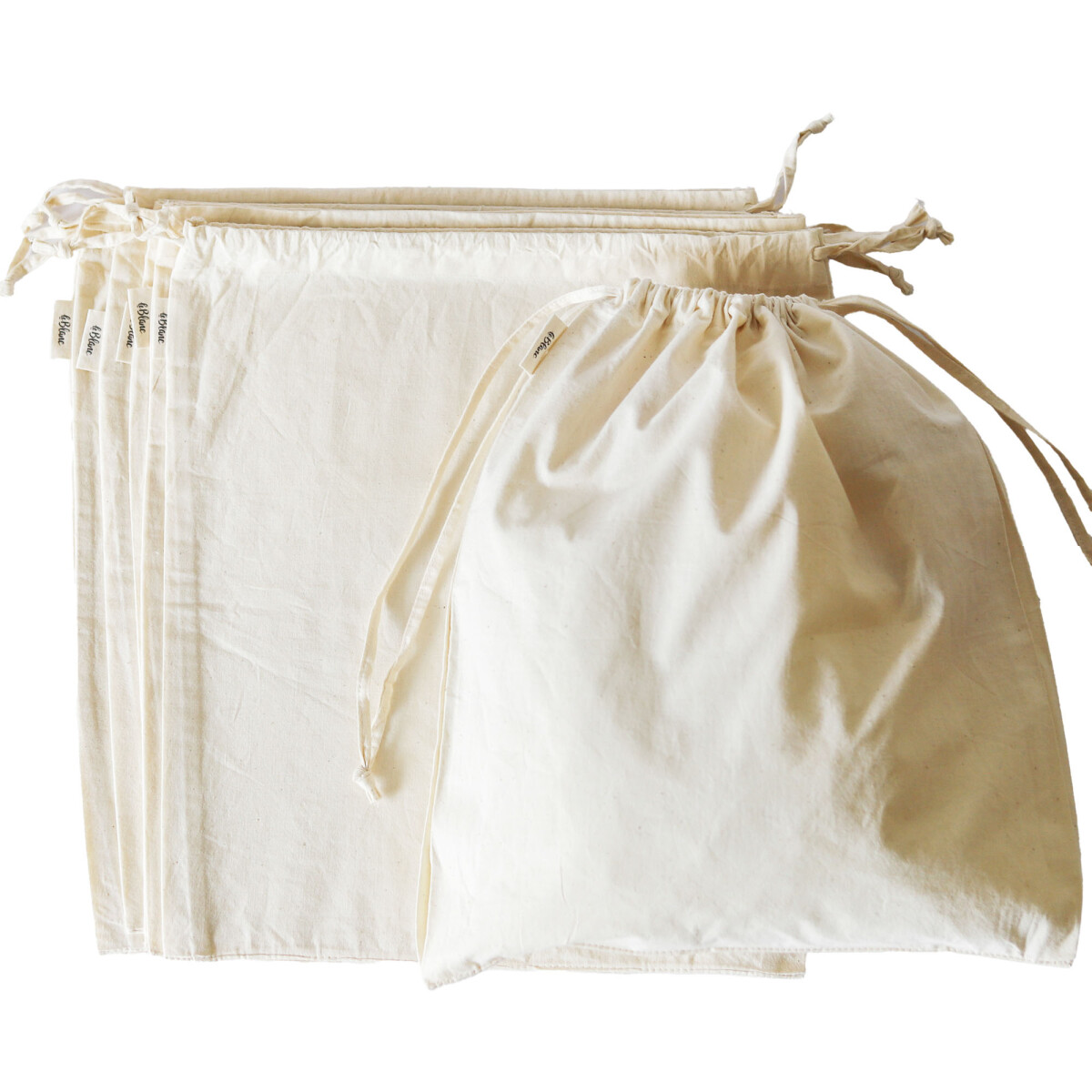 SET 6 BOLSAS DE COMPRAS - ALGODON NATURAL-BEIGE (S,M,L) EB004 