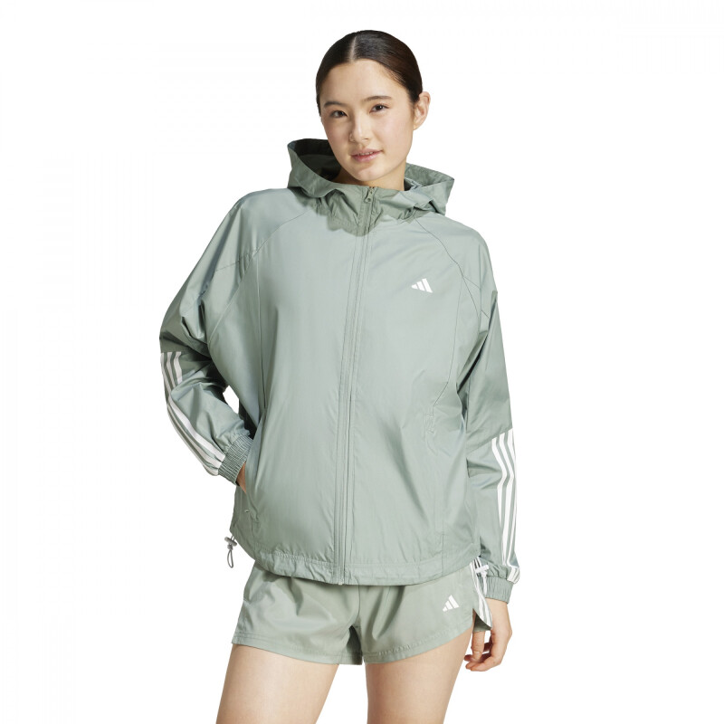Campera Adidas HYGLM WINDB de Mujer - JC9847 Gris Verdoso-blanco