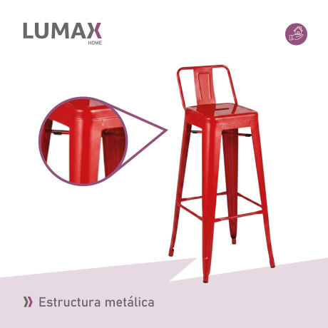 Taburete Tolix en metal con respaldo Rojo