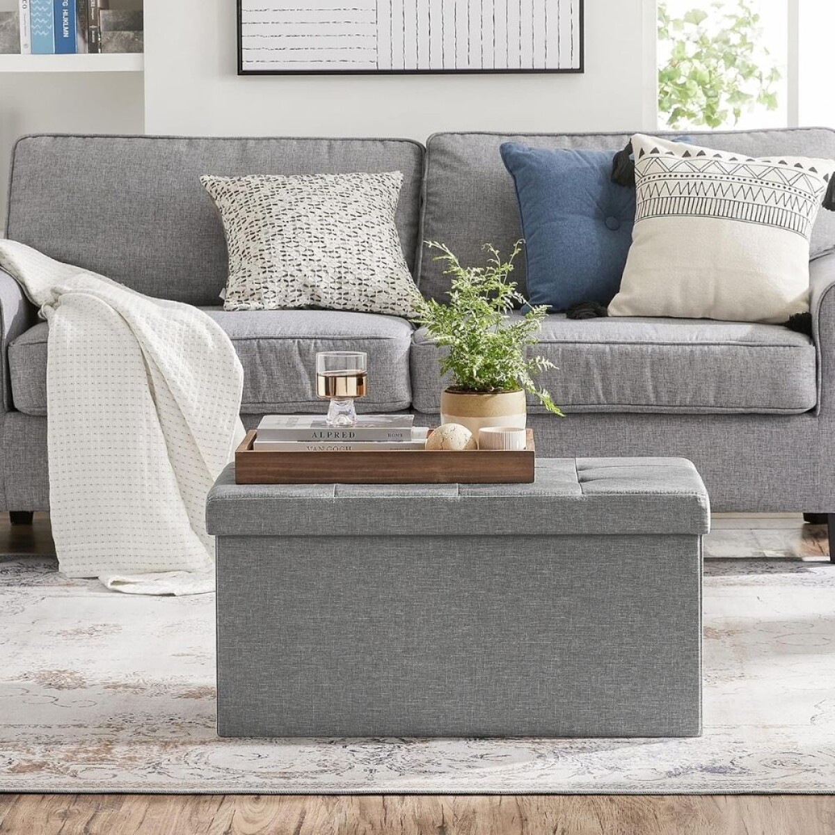 Puff Baul Houston Lino - Gris 