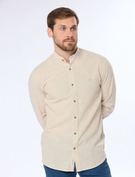 CAMISA DE LINO CUELLO MAO Beige