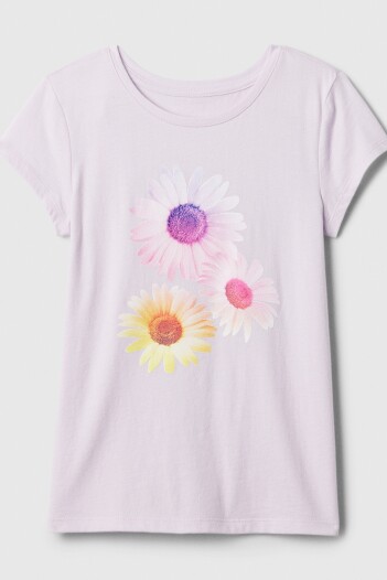 Remera Gráfico Manga Corta Niña Multi Purple Flowers
