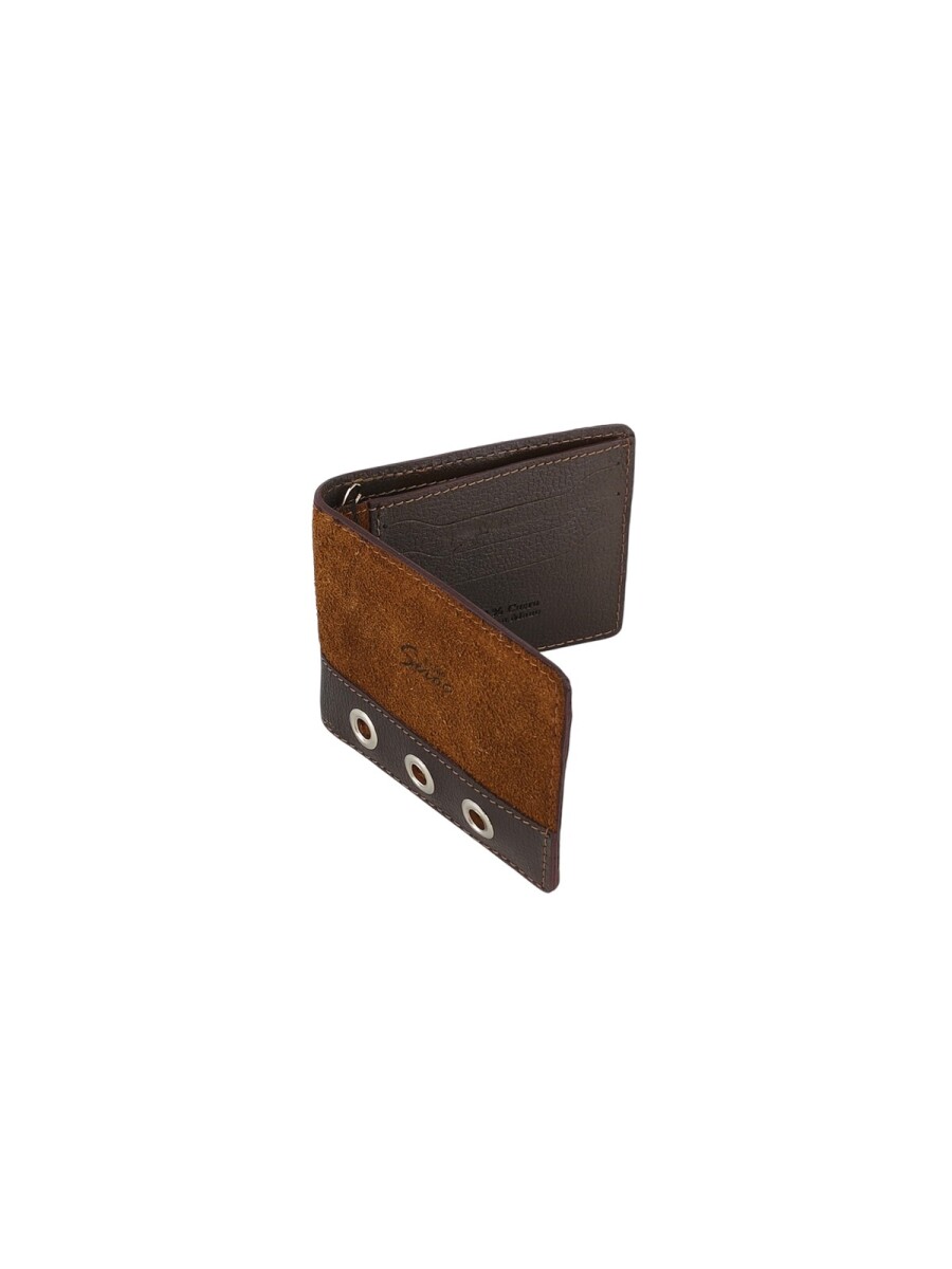 Billetera con cierre interior para billetes - Marrón 