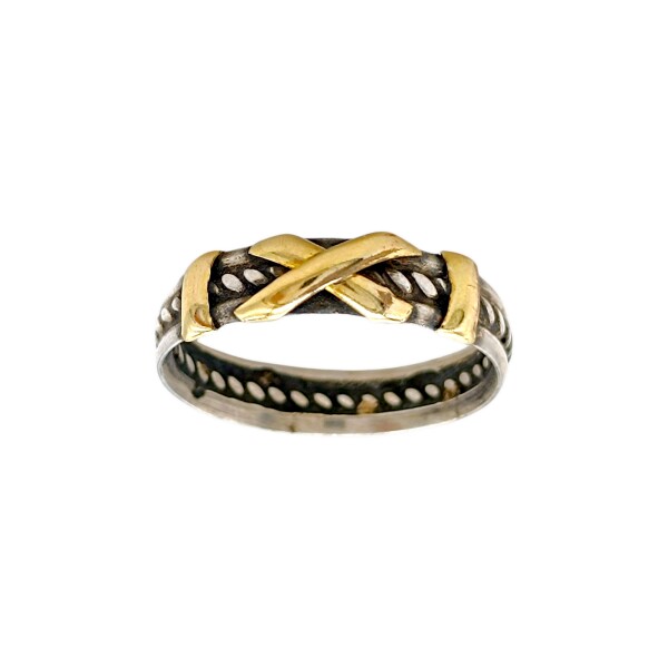 Anillo Cruz-Plata y Oro-Sin Piedra-AN5103 sinpiedra