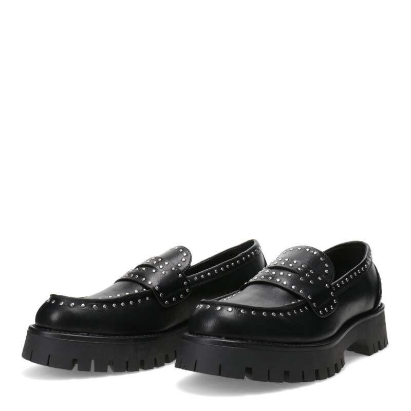 Zapatos de Mujer Miss Carol mocasin KANU con tachas Negro - Plateado