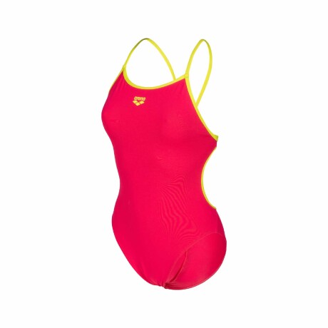Malla De Entrenamiento Para Mujer Arena Women's Swimsuit Lace Back Solid Rosa y Amarillo