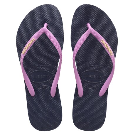 Sandalia de Mujer Havaianas Slim Logo Pop Up Azul Marino - Rosado