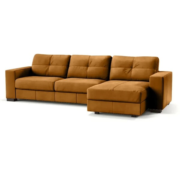 SOFA 100% CUERO - 3 CUERPOS + CHAISE MODELO DOMINI - MARRON SOFA 100% CUERO - 3 CUERPOS + CHAISE MODELO DOMINI - MARRON