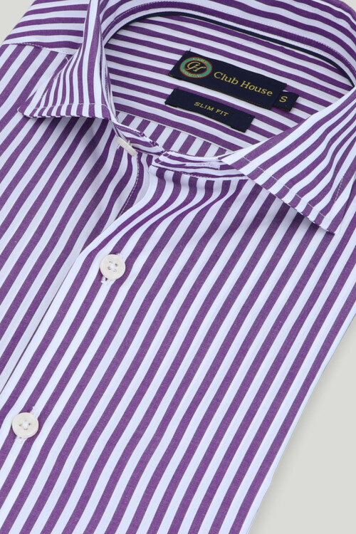 Camisa cuello Hudson Slim Fit Purple stripe