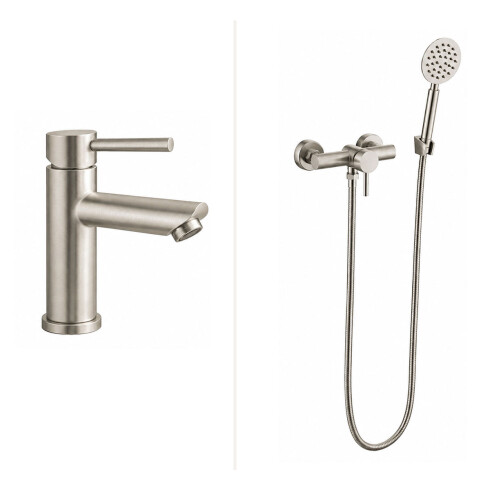 Juego Grifería Rione Brush Nickel Exterior GRIS-BRUSHED NICKEL