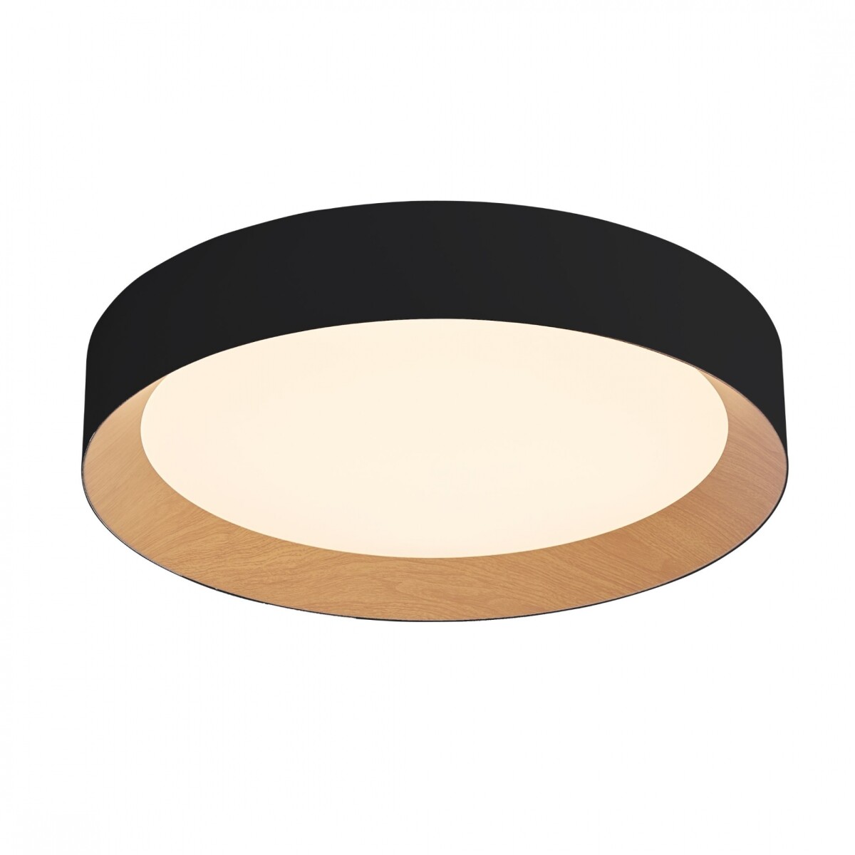 Luminaria led Diseño circular con Símil madera 40W Dimerizable, 45cm - NEGRO 