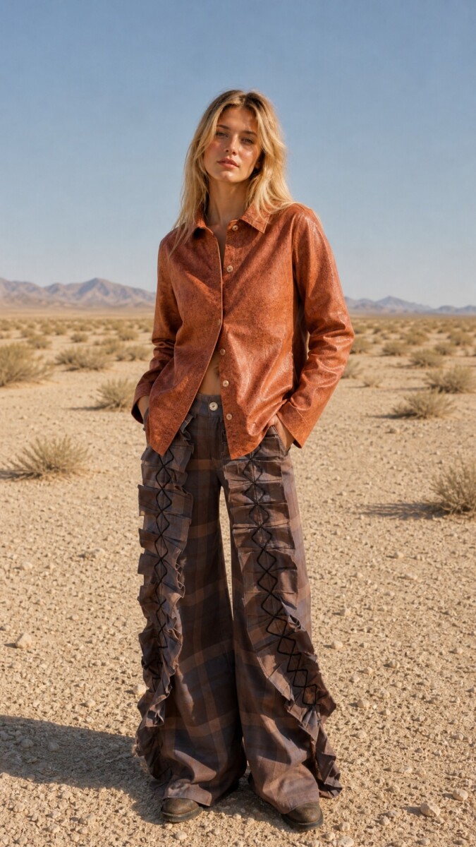 Leather Vila Shirt - Cognac 