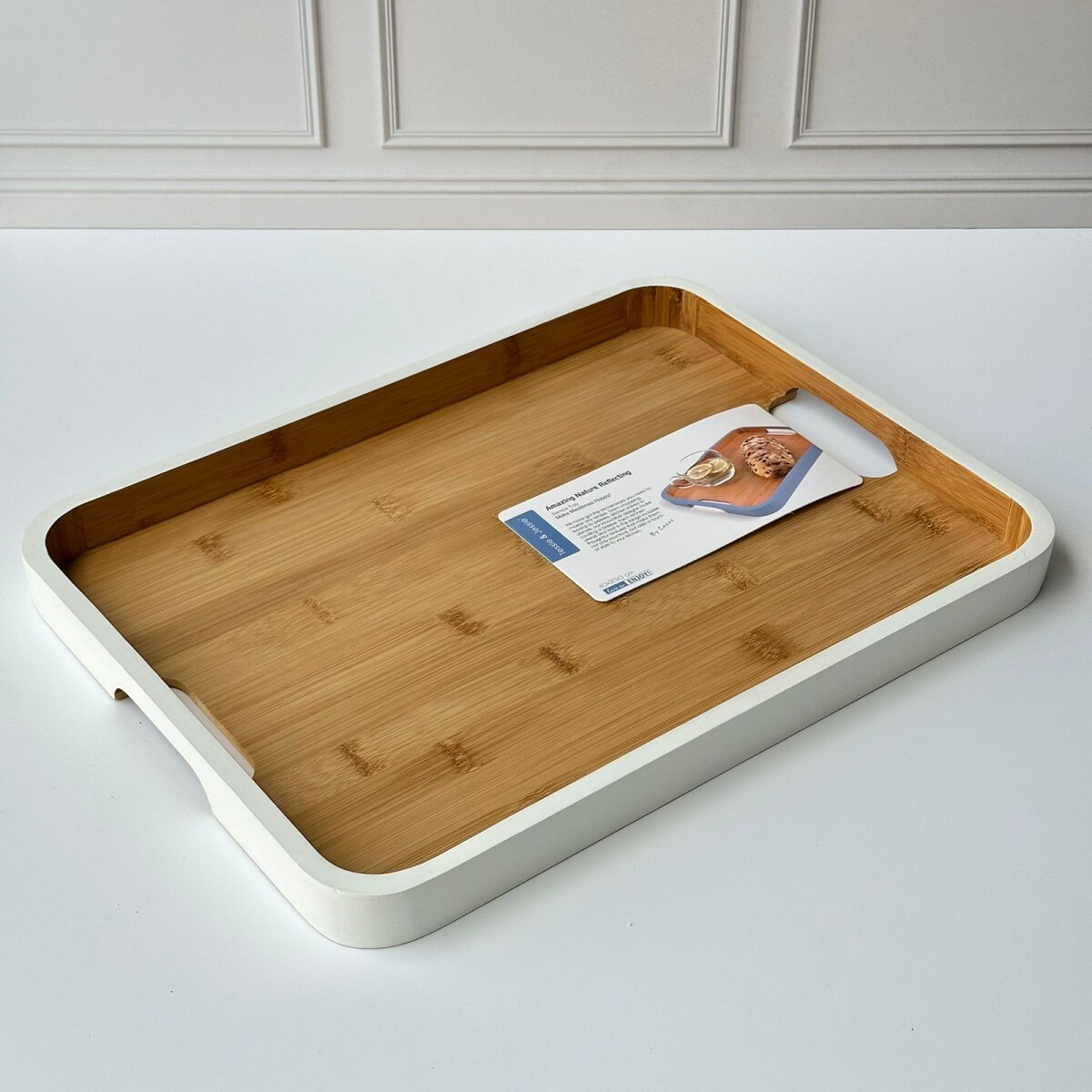 Bandeja de Bambú con Asas 40cm x 30cm x 3cm - Blanca 