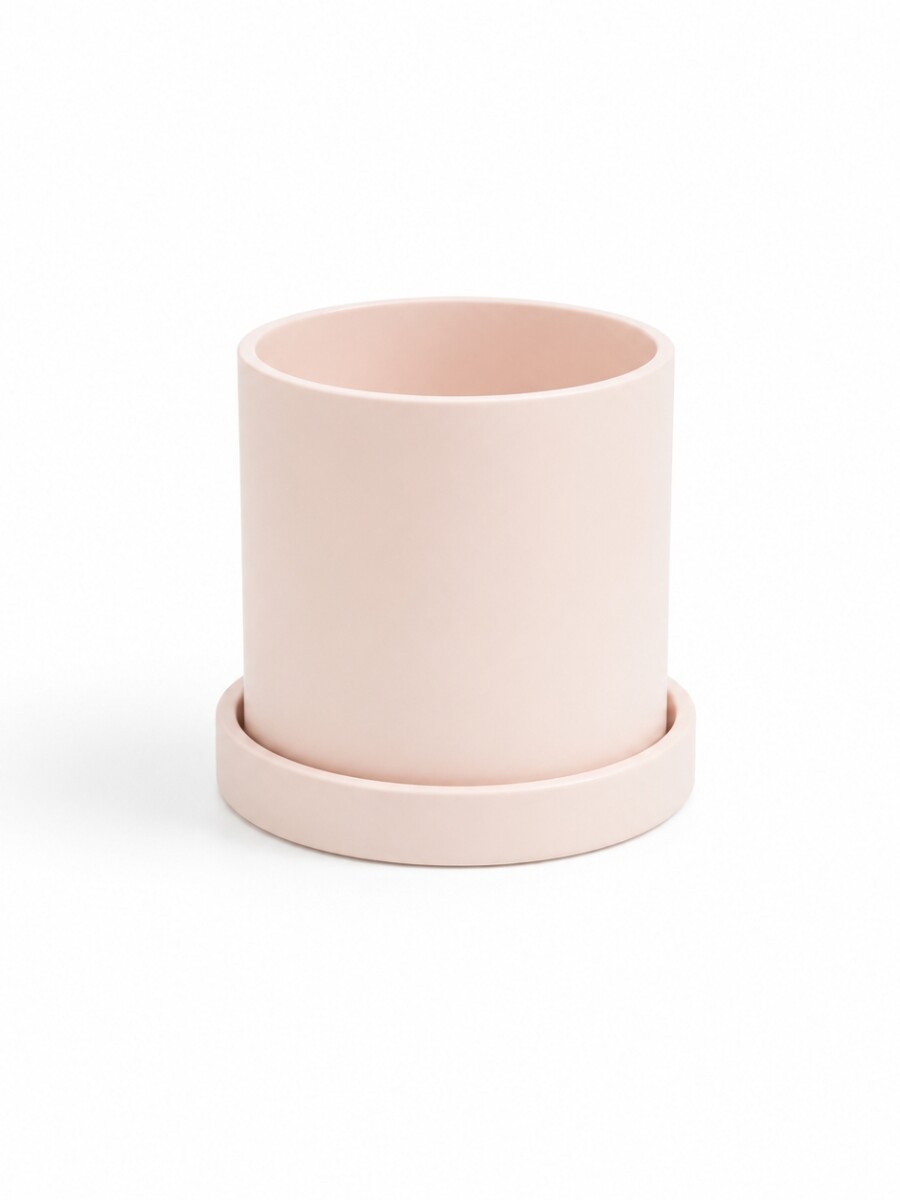 MACETA CERÁMICA CON PLATO S ROSA