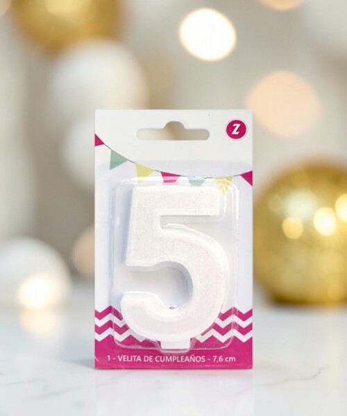 Vela grande glitter n # 5 blanco Vela grande glitter n # 5 blanco