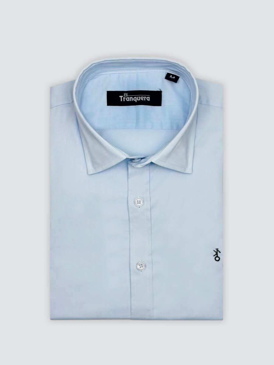 Camisa de Hombre Premium Cuello s/Botones - Celeste Liso 