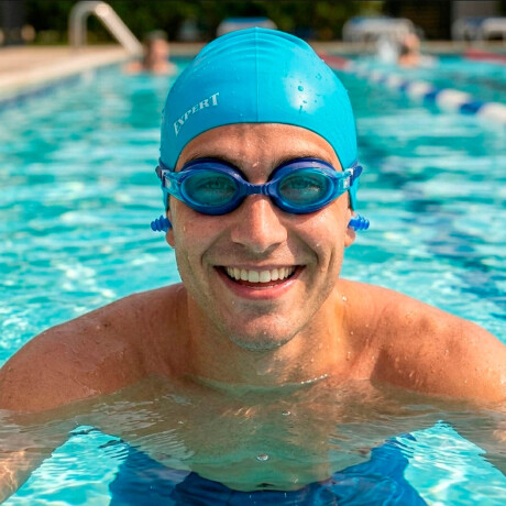 Set Natación Gorra Silicona+ Lente+ Tapones Niño Adul Azul / Adultos
