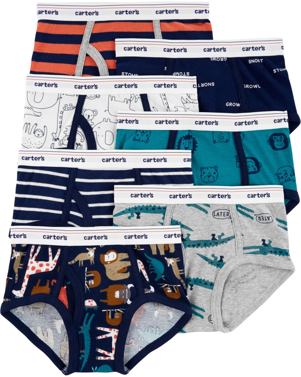 Pack siete calzoncillos slip de algodón estampados 