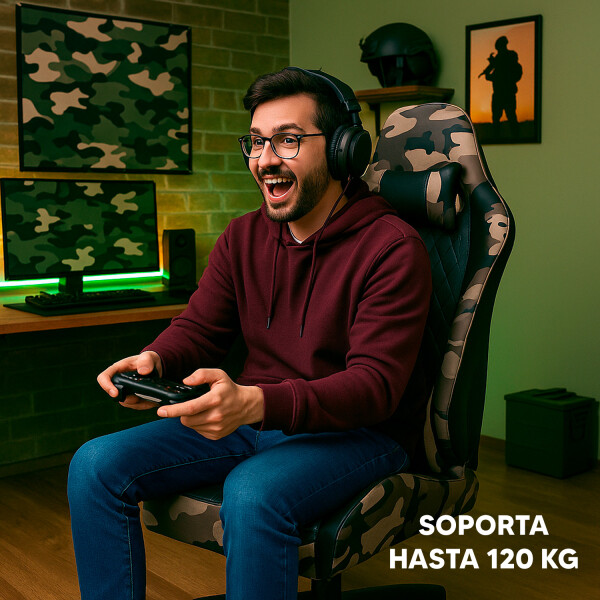 Silla Gamer Ergonómica Camuflaje Militar SILLA GAMER PL CAMO VERDE CAPIT. OLT