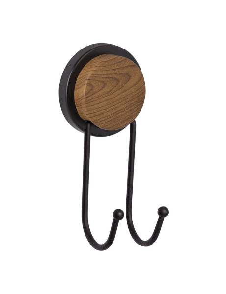 PERCHERO PARED DOBLE GANCHO CROMADO NEGRO/MADERA PERCHERO PARED DOBLE GANCHO CROMADO NEGRO/MADERA