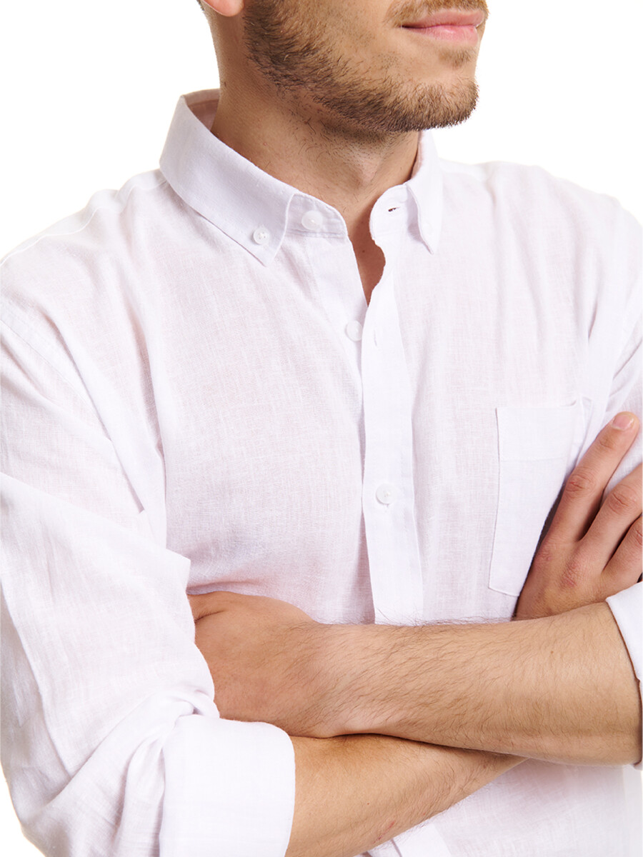 Camisa m/l lino - blanco 