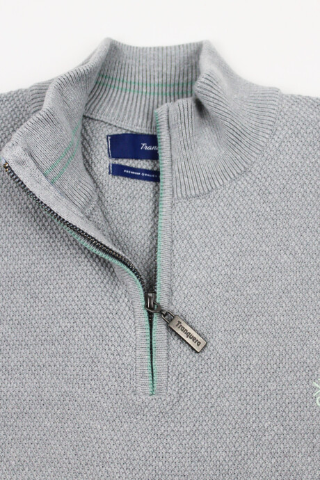 Remera Medio Cierre Apolo Gris con Verde