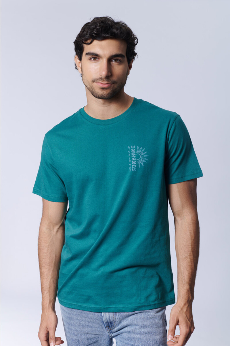 Remera Estampa Sol Verde Petróleo