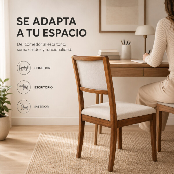 Silla De Comedor ComboHome Lola Madera Maciza Ratan Natural Blanco 1