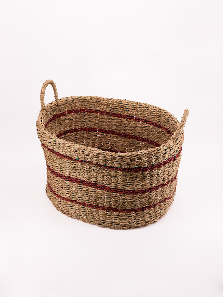 CANASTO OVALADO CON ASAS MARRON