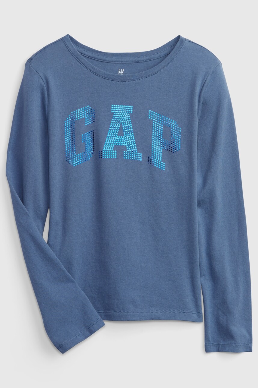 Remera Gráfico Manga Larga Niña Bainbridge Blue
