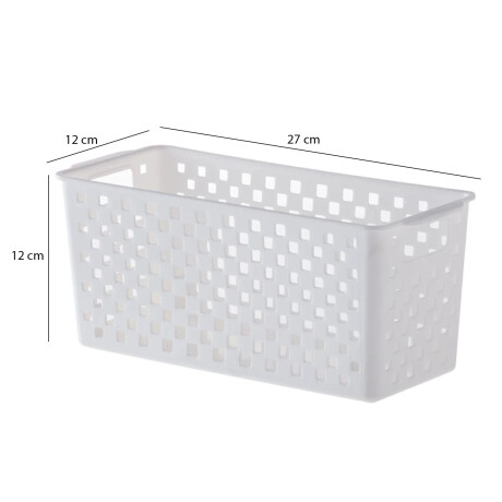 Caja Cesto Organizador Plástico Calado Quadratta 27x12x12Cm Blanco