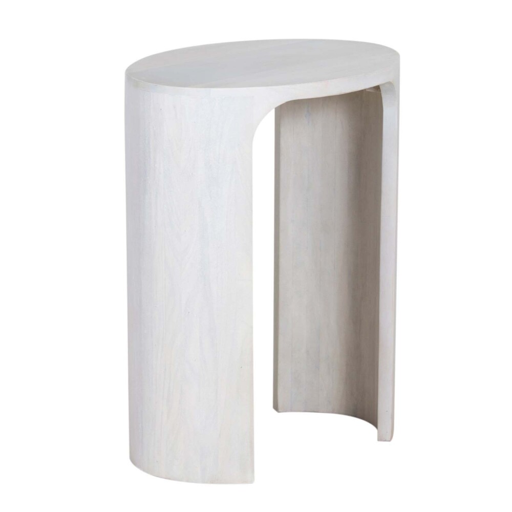 MESA AUXILIAR MADERA BLANCO OVAL