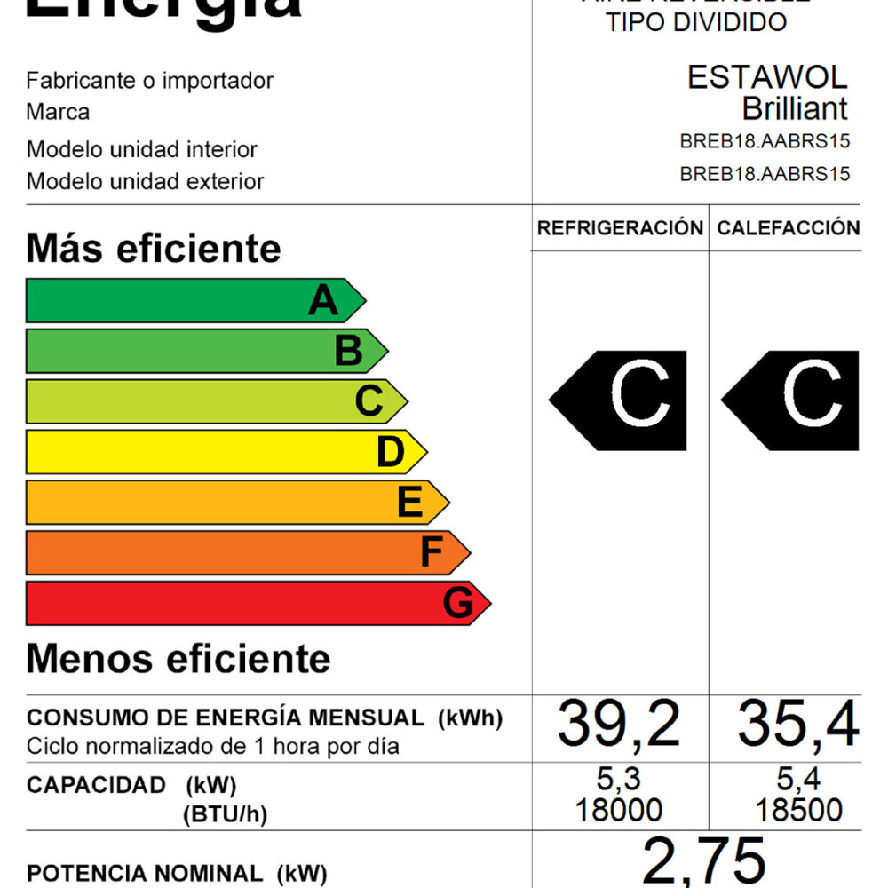 AIRE ACONDICIONADO BRILLIANT 18000-BTU ON/OFF