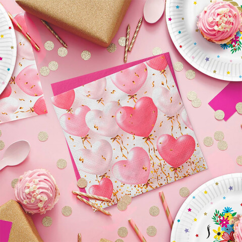 Servilleta Globos Corazón x20 Servilleta Globos Corazón x20