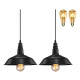 Pack Lampara Colgante De Techo Vintage X 2 + 2 Bombita 36cm Negro